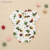Summer Wholesale Baby Rompers Folded Sleeve With Snap Button Custom Printed Pattern Unisex Baby Jumpsuit
