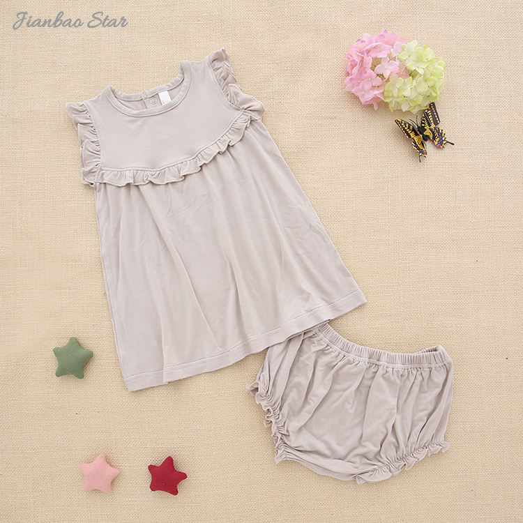 New Launch Baby Outfits Sleeveless Tops And Shorts Baby & Kids Girls Summer Bamboo Knitted Clothing Set