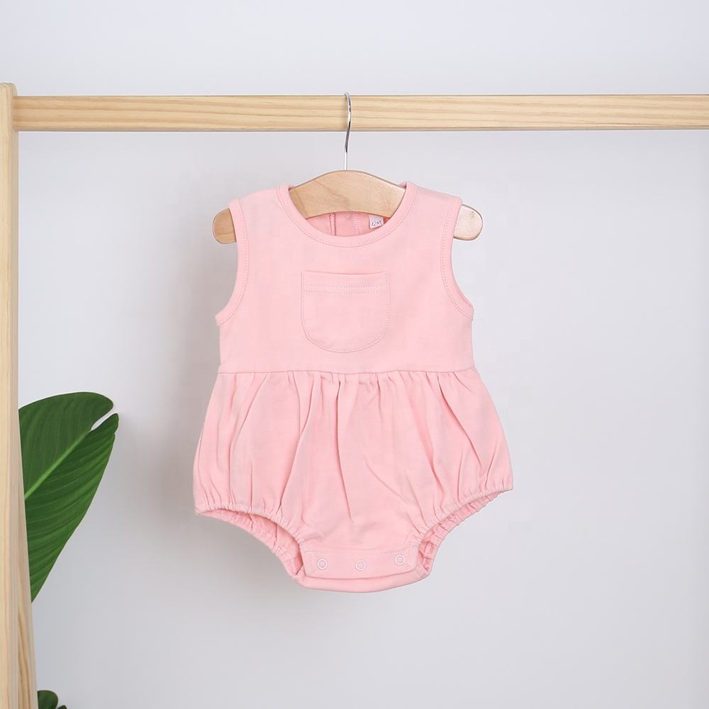 Solid Color With Wooden Button New Style baby girl rompers Newborn Baby Rompers Summer Jumpsuit Clothing Baby Onesie