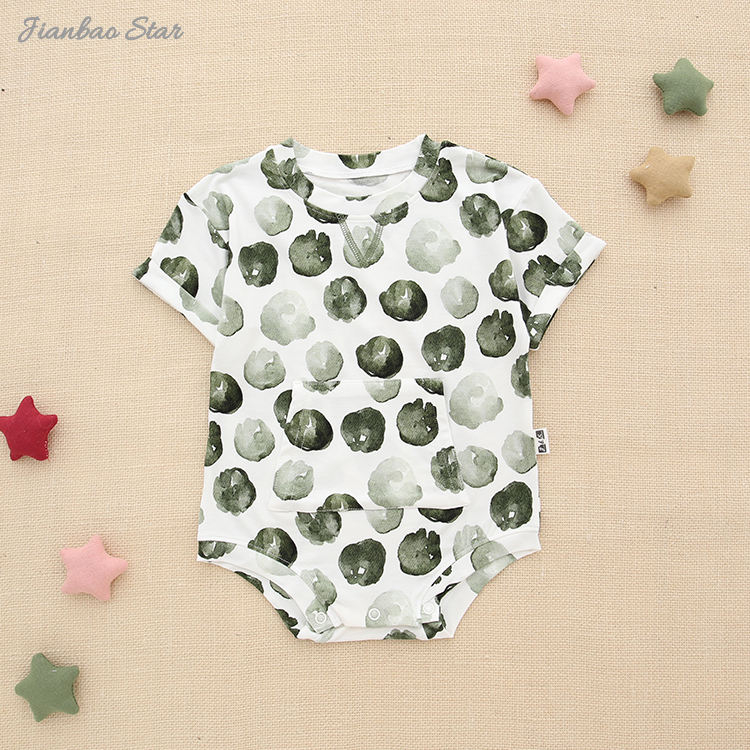 Hot Sale 100% Cotton New Arrivals Beautiful Pattern High Quality Buttons Short Sleeves Summer Style Unisex Baby Romper