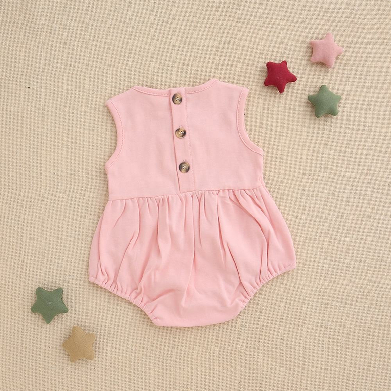 New Arrivals High Quality 100% Cotton Beautiful Color Ruffled Buttons Sleeveless New Born Baby Girl Dress Romper