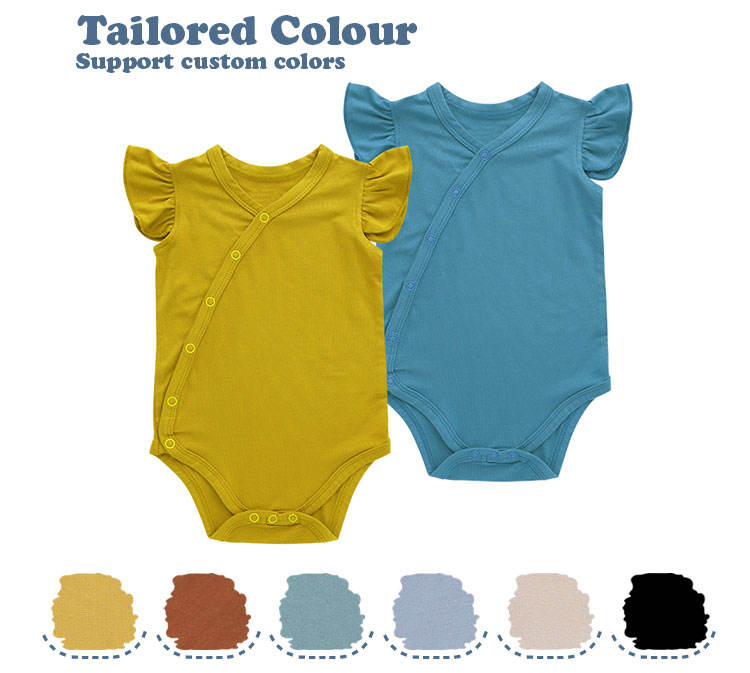 Hot Sale Design Sleeveless Snap Cardigan Baby Jumpsuit Summer Ruffles Sleeves Causal Solid Color Printing Color Baby Romper