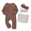 Long Sleeve Baby Jumpsuit Front Button Style High Quality Cotton Knitted Baby Romper Unisex Kids Clothes