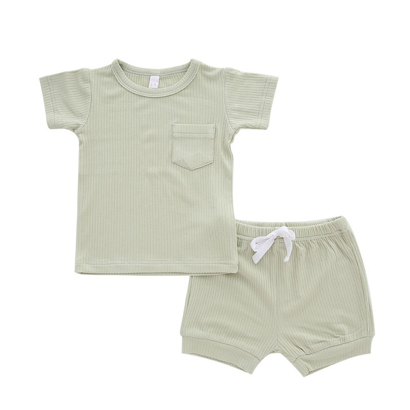 Factory Direct Custom Accepted Pajamas Lovely Cute Unisex Baby Summer Bamboo Clothes Newborn Infants Two Pieces Clothing Sets