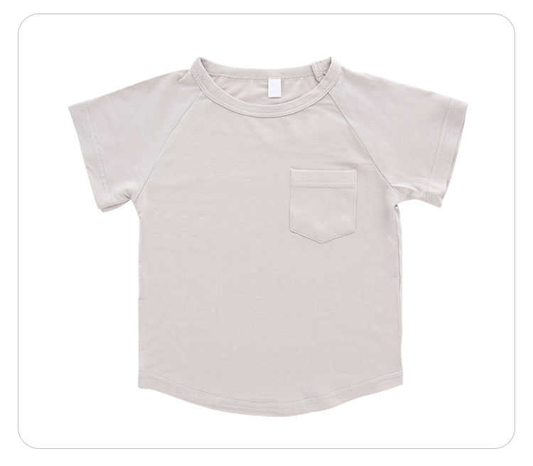 Wholesale Newborn Baby 0-2Years Summer Tops Solid Color With A Little Pocket Design Boy's And Girl's Kids T-shirt