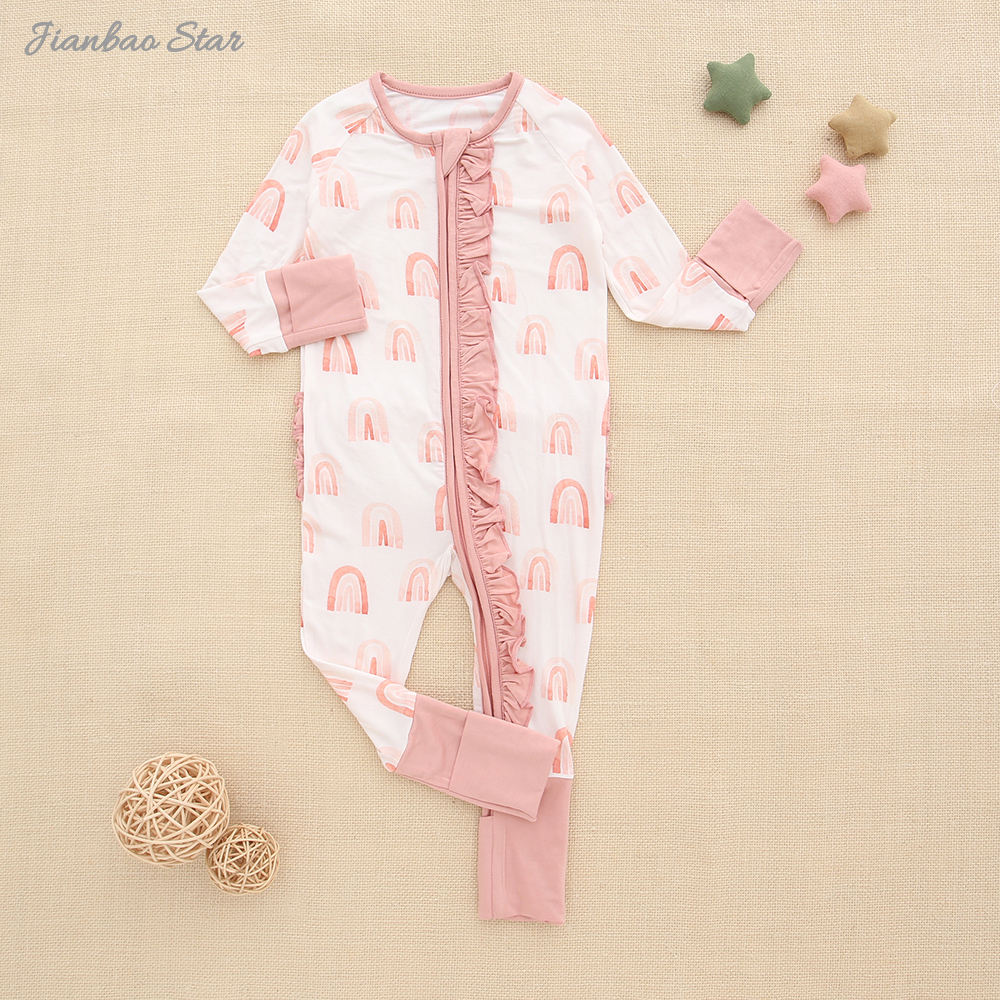Bamboo Viscose Soft Baby Jumpsuit Pajamas Newborn Sleepers Boy Girl Clothes Printed Custom Baby Rompers