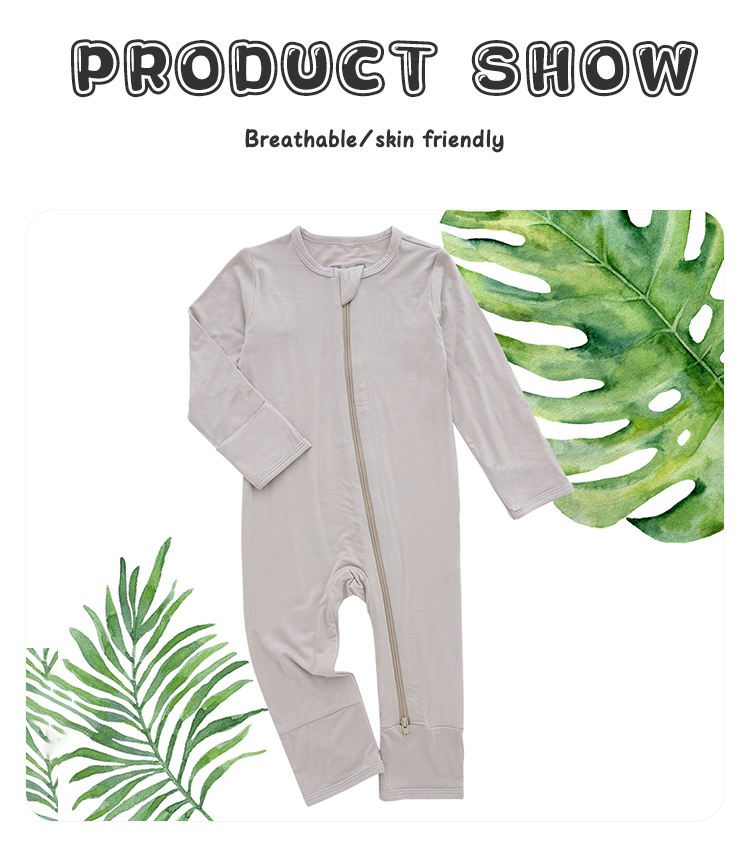 Classic Solid Color Design Suspender Bamboo Cotton Long Sleeve Lovely Baby Rompers Autumn Infants Body Suit Zipper Jumpsuits