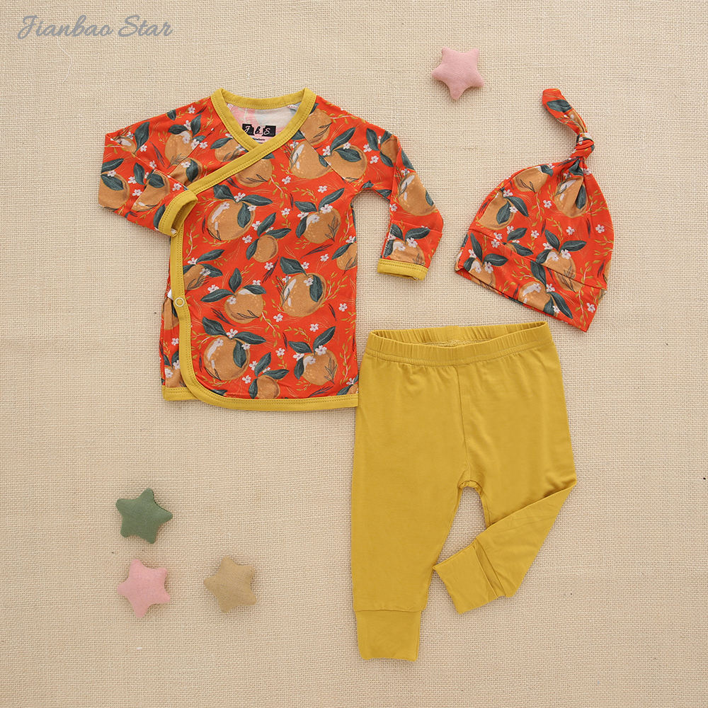 Wholesale 0-24m Baby Pajamas Sets Autumn Long Sleeve Knitted Cotton Boys Girls Outfits 3 Pieces Baby Clothing Gift Set