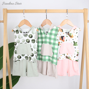 Hot Sale High Quality Comfortable Wholesale 100% Cotton New Design Beautiful Summer Sleeveless Unisex Baby Clothing Set