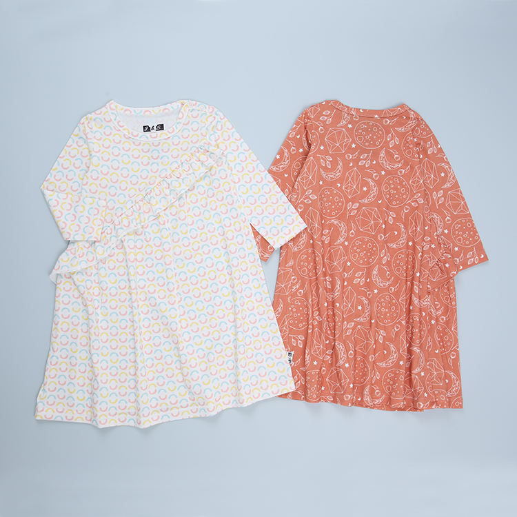 Winter Style Ruffle Design Lovely Print Baby Toddler Kids Long Sleeves Dress Little Baby Girl's Dress
