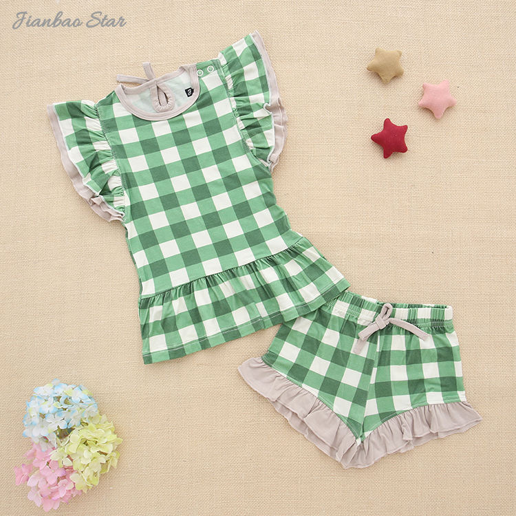 New Kids Clothing Baby Clothes Set High Quality Kids Shorts Children Girls Waffle Clothes Lovely Bamboo Baby Girls' Suit Set
