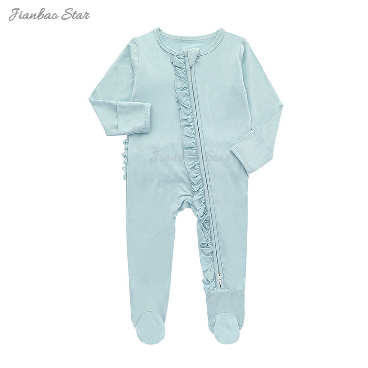 Wholesale Price Hot Sale Soft Comfortable Long Sleeve Zipper Romper Custom Color Pattern Newborn Baby Footie Clothes