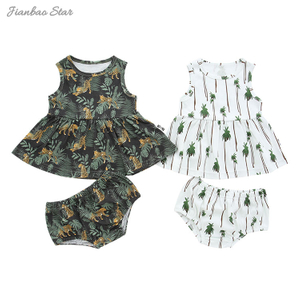 New Release Baby Peplum Sleeveless Top with Bloomers 100% Cotton Fabric Breathable Baby Clothing Set with OEM Service