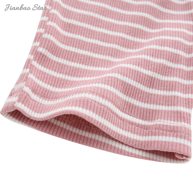 Hot Sale High Quality Comfortable Wholesale 100% Cotton New Design Strip-type Summer Sleeveless Suit Set Unisex Baby Clothes