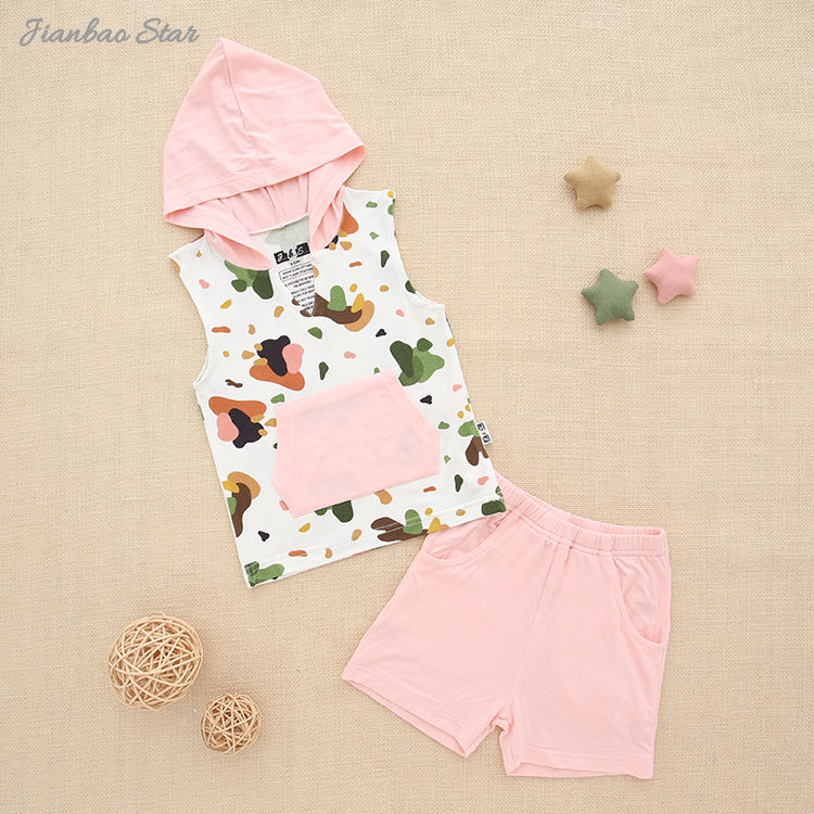 NEW Design For Baby Outfits Boy's And Girl's Sleeveless Tank Hoodie Outfit Tops And Shorts Baby & Kids Clothing Sets