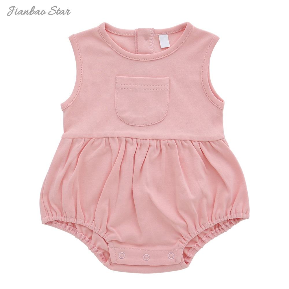 Solid Color With Wooden Button New Style baby girl rompers Newborn Baby Rompers Summer Jumpsuit Clothing Baby Onesie