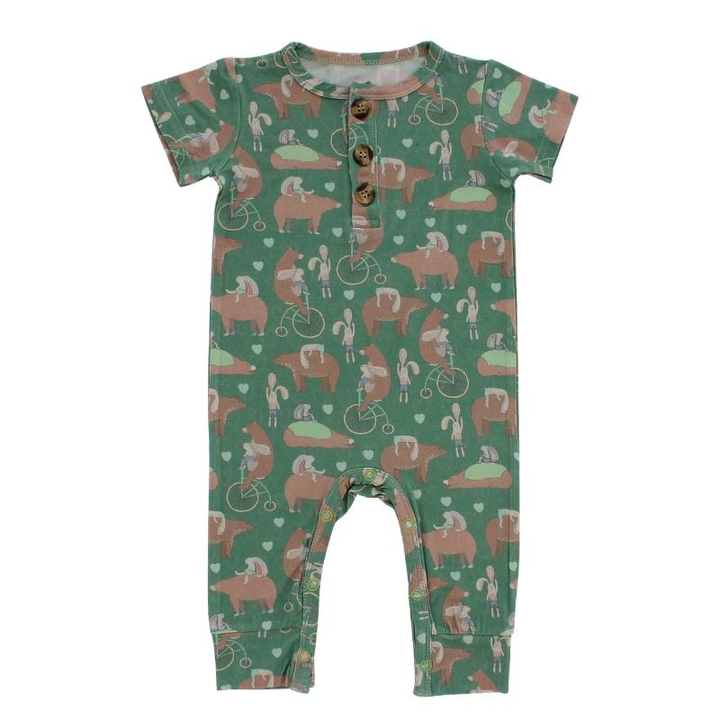 Bamboo Cotton Knitted Baby Boy Spring Summer Clothes High Quality Factory Price Custom Print Romper OEM Logo Sleepsuit
