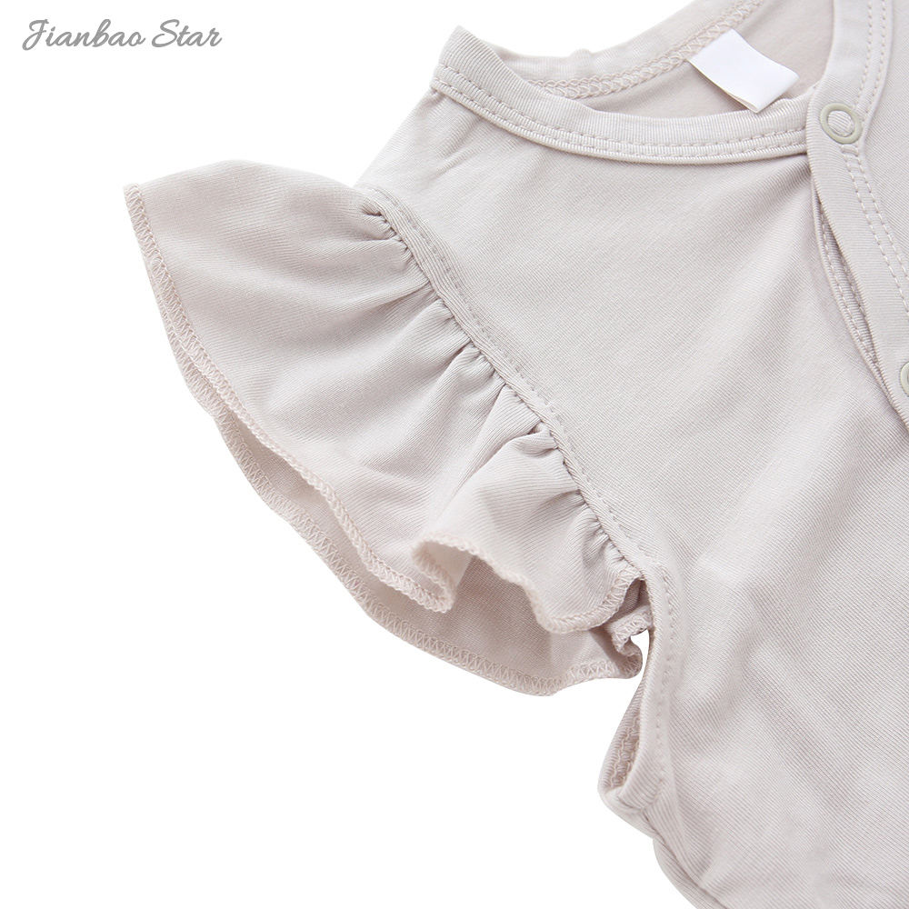 Hot Sale High Quality 100% Cotton Knitted Breathable Ruffle Wholesale Buttons Sleeveless New Born Unisex Baby Rompers