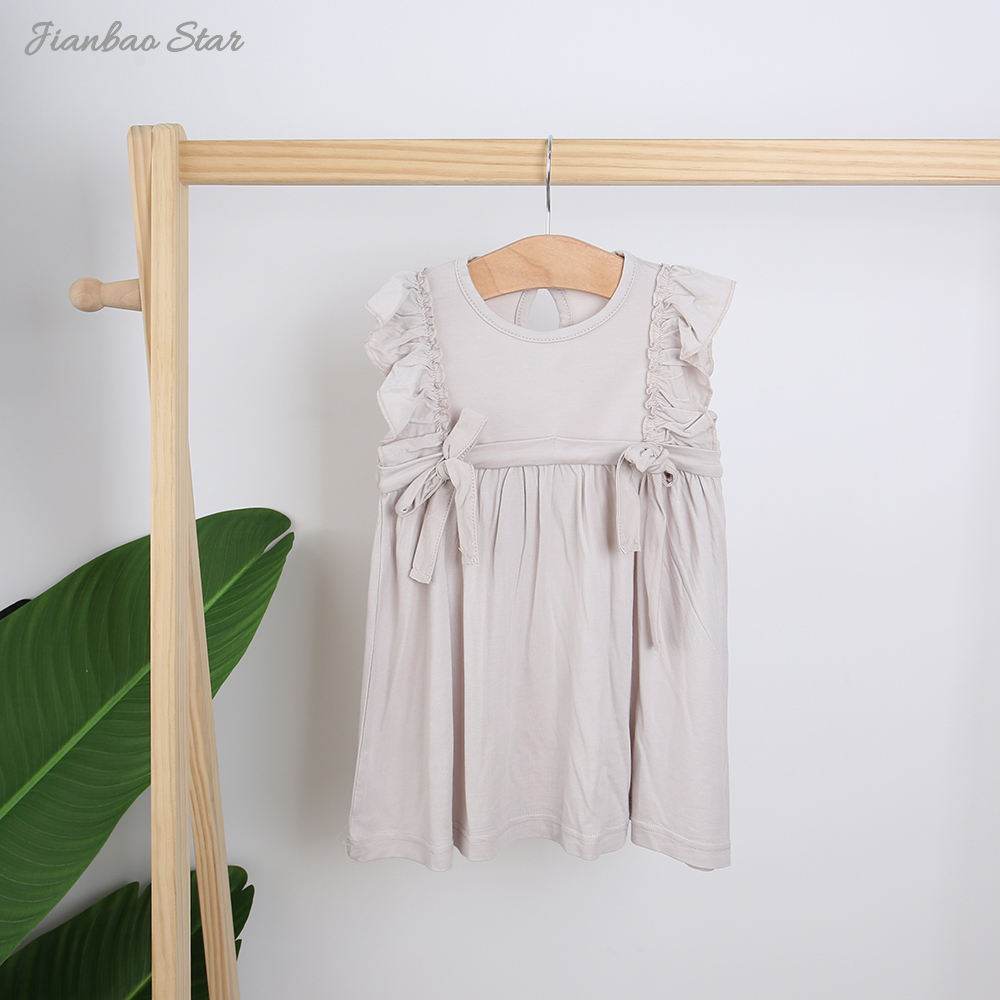New Style High Quality Wholesale Summer Hot Sale Custom Color Pattern Sleeveless Ruffle Lovely Suspender Baby Girls Dresses
