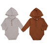 Latest Design Long Sleeve Bamboo Cotton Jumpsuit Lovely Baby Rompers with Rabbit Hat Solid Color Style Baby Clothing