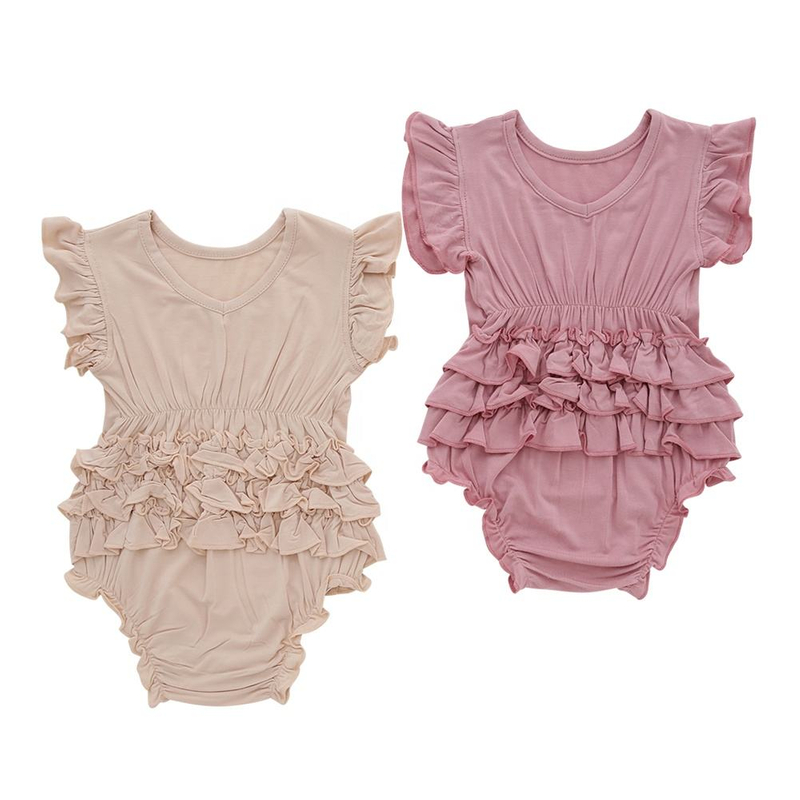 Hot-selling Sleeveless Baby Girls Romper Extra Soft Texture Ruffles Baby Jumpsuit 95% Bamboo & 5% Spandex High Quality Fabric