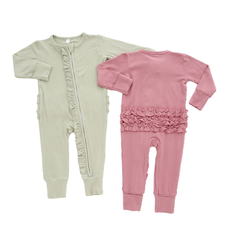 Newborn Baby Clothes Unisex Boys And Girls Solid Color Baby Winter Clothes Ribbed Bamboo Viscose Baby Rompers