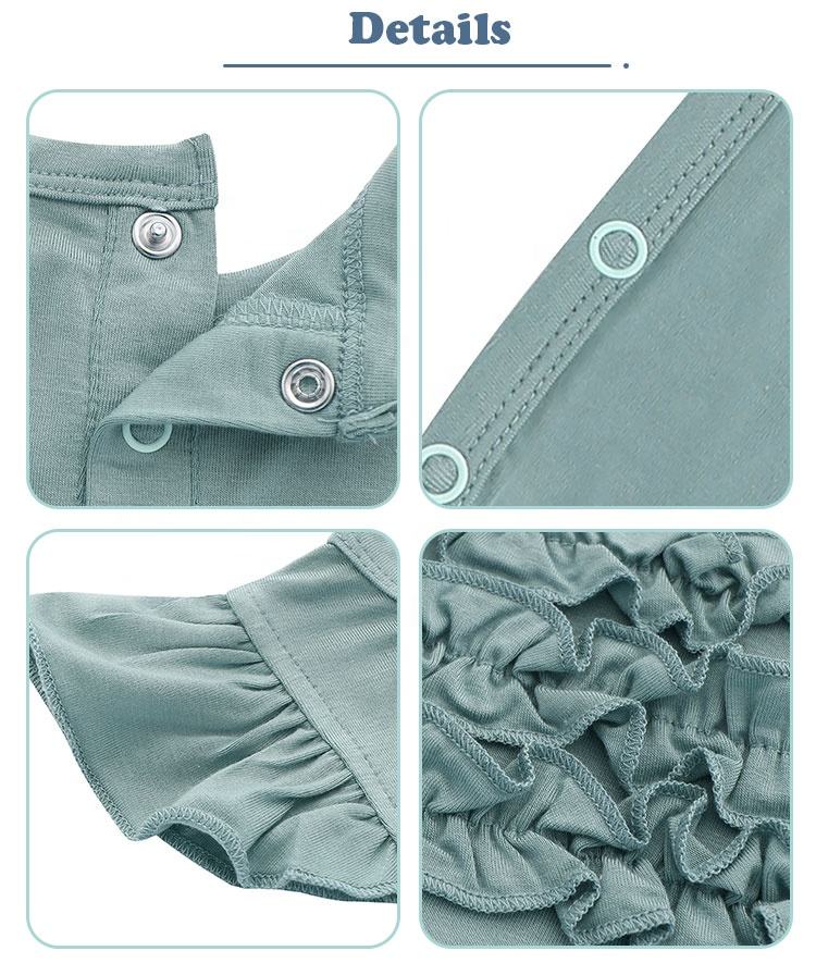 New Design High Quality Custom Color 100% Cotton Button Sleeveless Ruffle Baby Romper New Born Baby Clothing