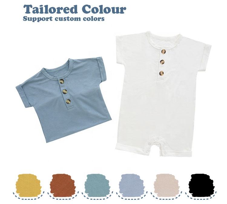 New Arrivals Wholesale High Quality Bamboo Snap Botton One-Piece Pajama Baby Boy And Girl's Rompers
