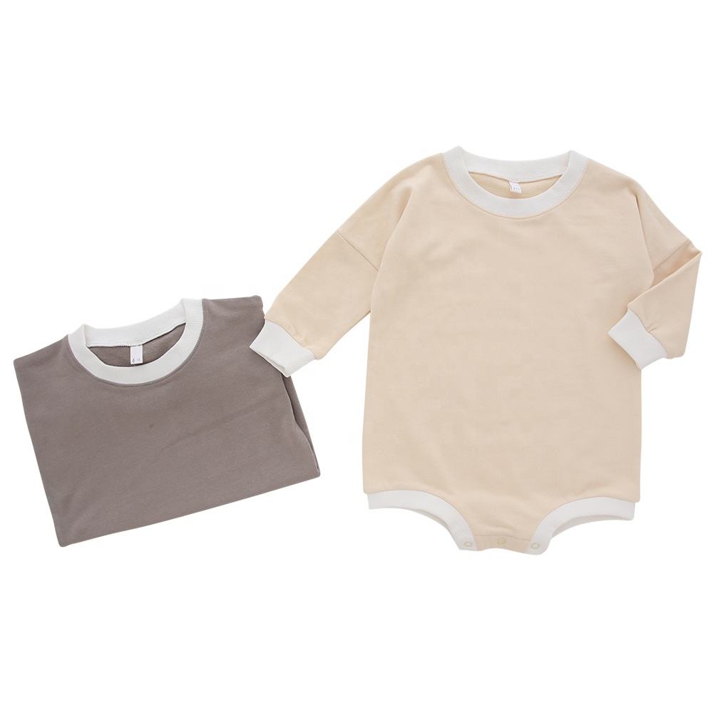 Factory Direct 95% Bamboo 5% Spandex Baby Romper Long Sleeve Jumpsuit With Snap Button Design Solid Color Style Baby Clothing