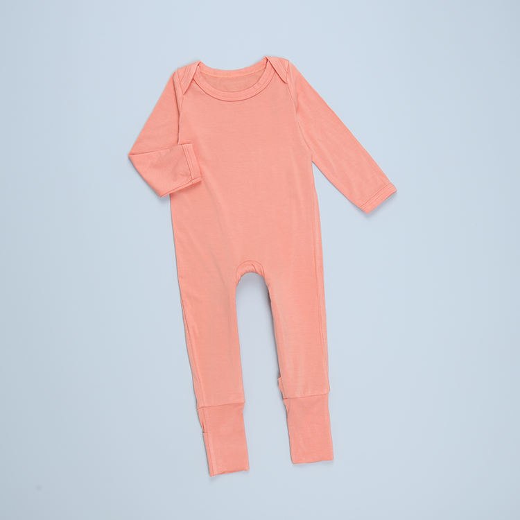 Wholesale NEW Launch Long Sleeve Baby Romper Two Way Zipper 0-24m Baby Clothing Solid Color Custom Print Newborn Baby Rompers