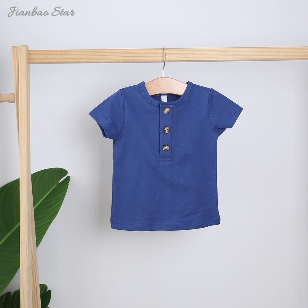 Boutique Plain Color Short Sleeves Baby T-shirt Kids Toddler Summer Unisex Shirt Baby Clothes
