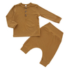 Classic Solid Color Customize Print Baby Clothes Lovely 2 Pieces Long Sleeve PJs 100% Cotton Bamboo Fabric Baby Romper Set