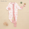 New Hot Sales Bamboo Clothes Custom Print Infant Pajamas Soft Breathable Baby Clothes Zipper Ruffle Baby Rompers