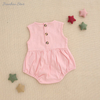 Summer Style Baby Girls Romper Bamboo Spandex Organic Cotton Fabric Sleeveless Solid Color Customize Print Baby Romper Set