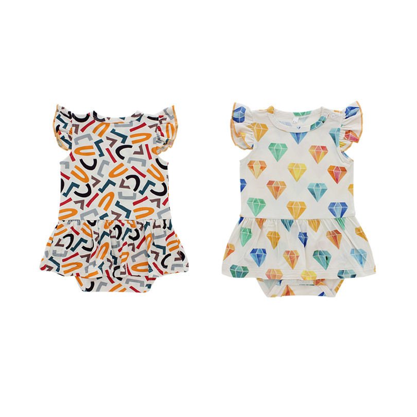 Bamboo Fabric Soft Baby Romper Sleeveless Summer Baby Clothing Wholesale Customize Sleepsuit in Digital Printing Or Solid Color
