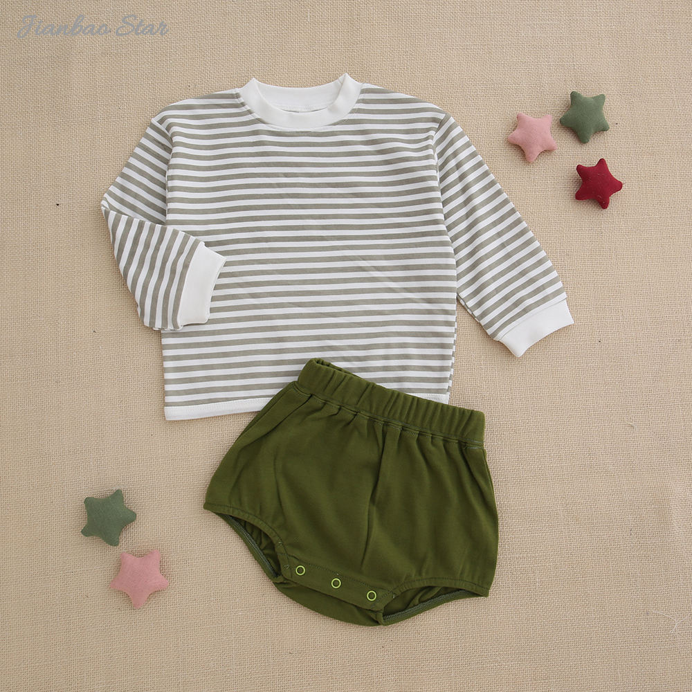 Baby & Kids 100% Cotton Clothing Set Boys And Girls Outfits 2pcs Long Sleeves Tops & Bottom Shorts Autumn Winter Clothes
