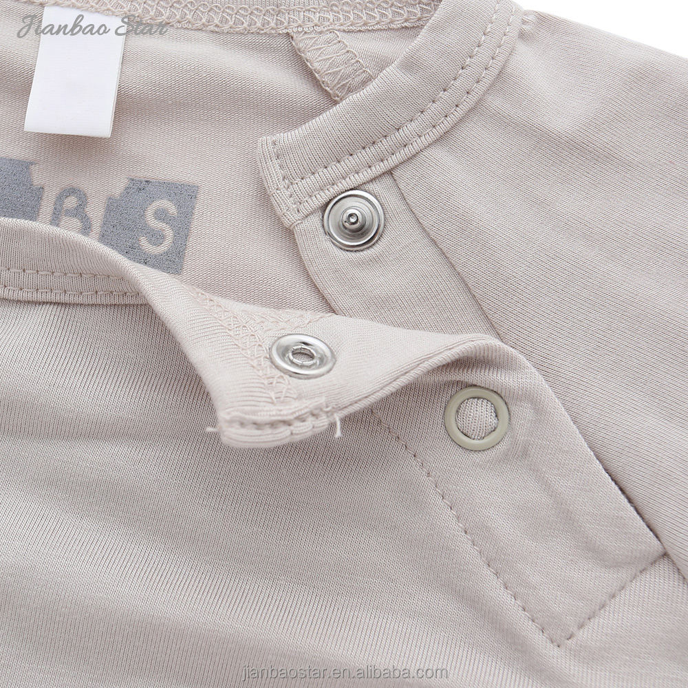 Wholesale Summer Style Jumpsuit With Short Sleeve & Snap Button Plain Color Bamboo Baby Romper Set