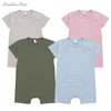 Wholesale Summer Style Jumpsuit With Short Sleeve & Snap Button Plain Color Bamboo Baby Romper Set
