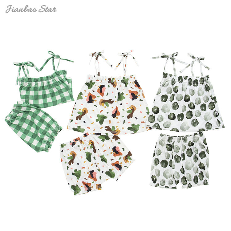 New Release Baby & Kids Girl's Suspendex Skirt Bamboo Or Cotton Knitted Kids Summer Clothing Skirt Set