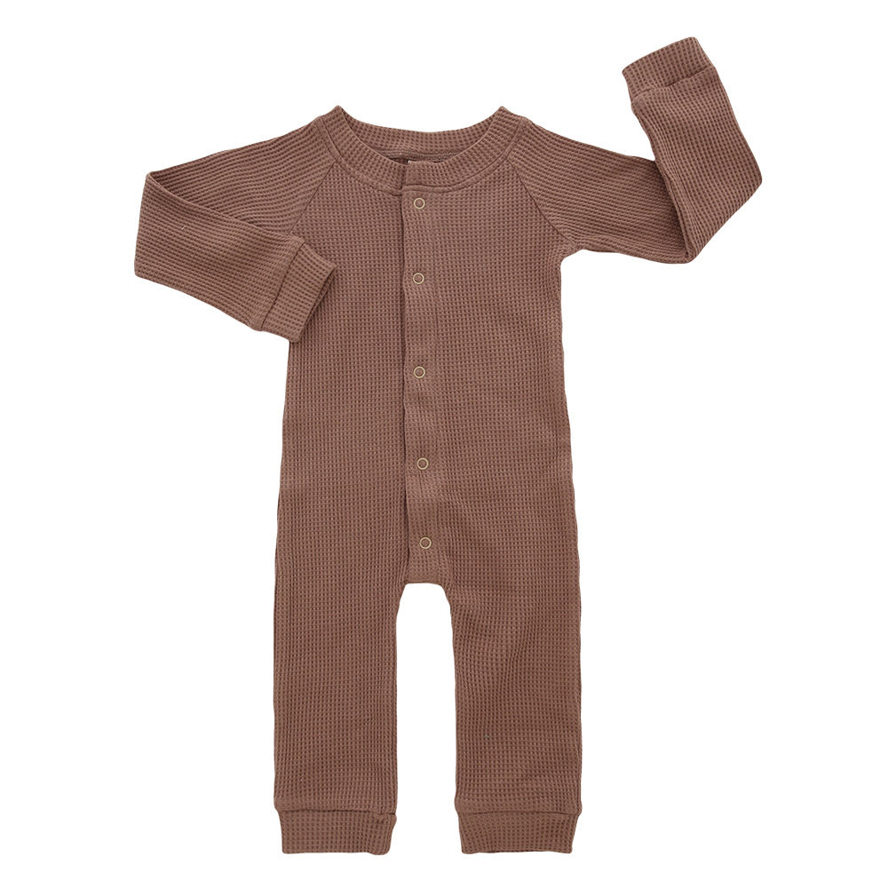 Long Sleeve Baby Jumpsuit Front Button Style High Quality Cotton Knitted Baby Romper Unisex Kids Clothes
