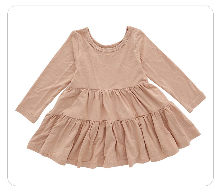 Wholesale Kids Dress Casual Party Clothing Lovely Baby Dress Autumn Long Sleeve Solid Color Fashion Baby Girl Skirt