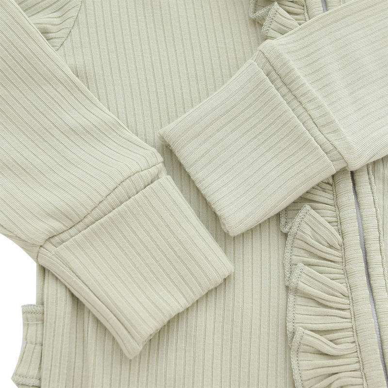 Rib Fabric High Quality Baby Zipper Jumpsuits Bamboo Cotton Long Sleeve Solid Color Baby Rompers Accept Customize Colors