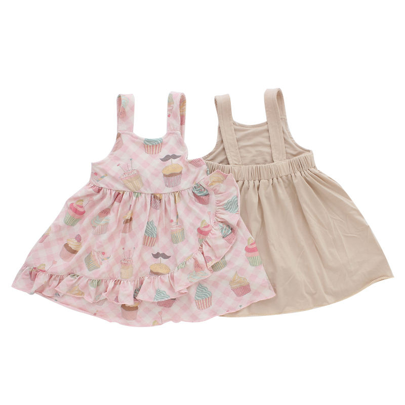 Customize Summer Sleeveless Baby Dress Wholesale High Quality Bamboo Cotton Suspender Baby Girls Skirt Soft Infants Clothing