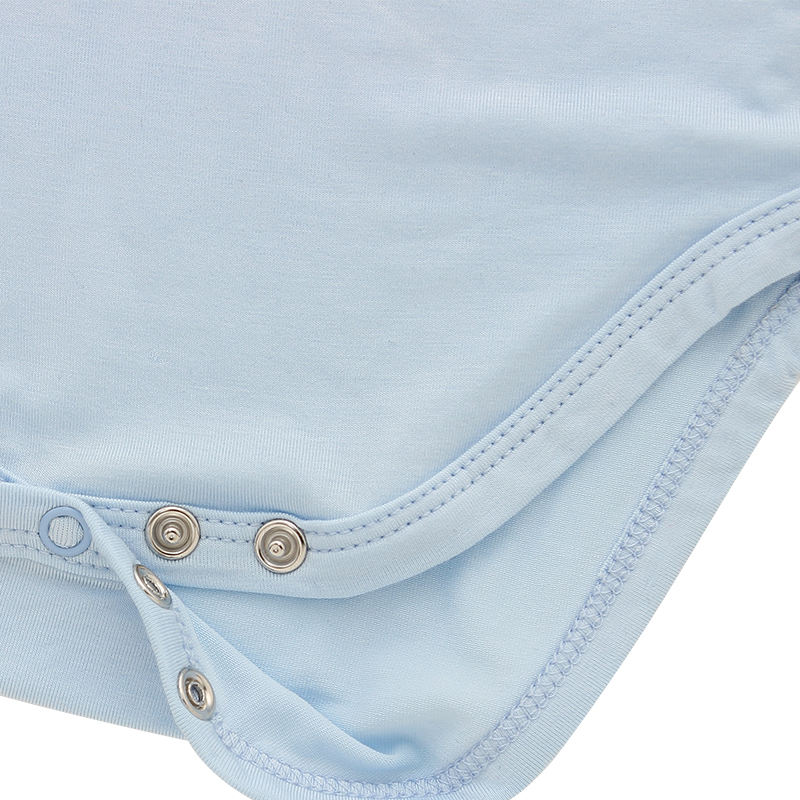 Popular Bamboo Knitted Unisex Baby Rompers Short Sleeve Summer Turn-down Collar With Opening Button Design Baby Jumpsuit