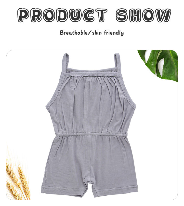 Baby Girls Suspender Overalls Bamboo & Spandex Knitted Summer Clothing Baby & Kids Solid Color Onesie
