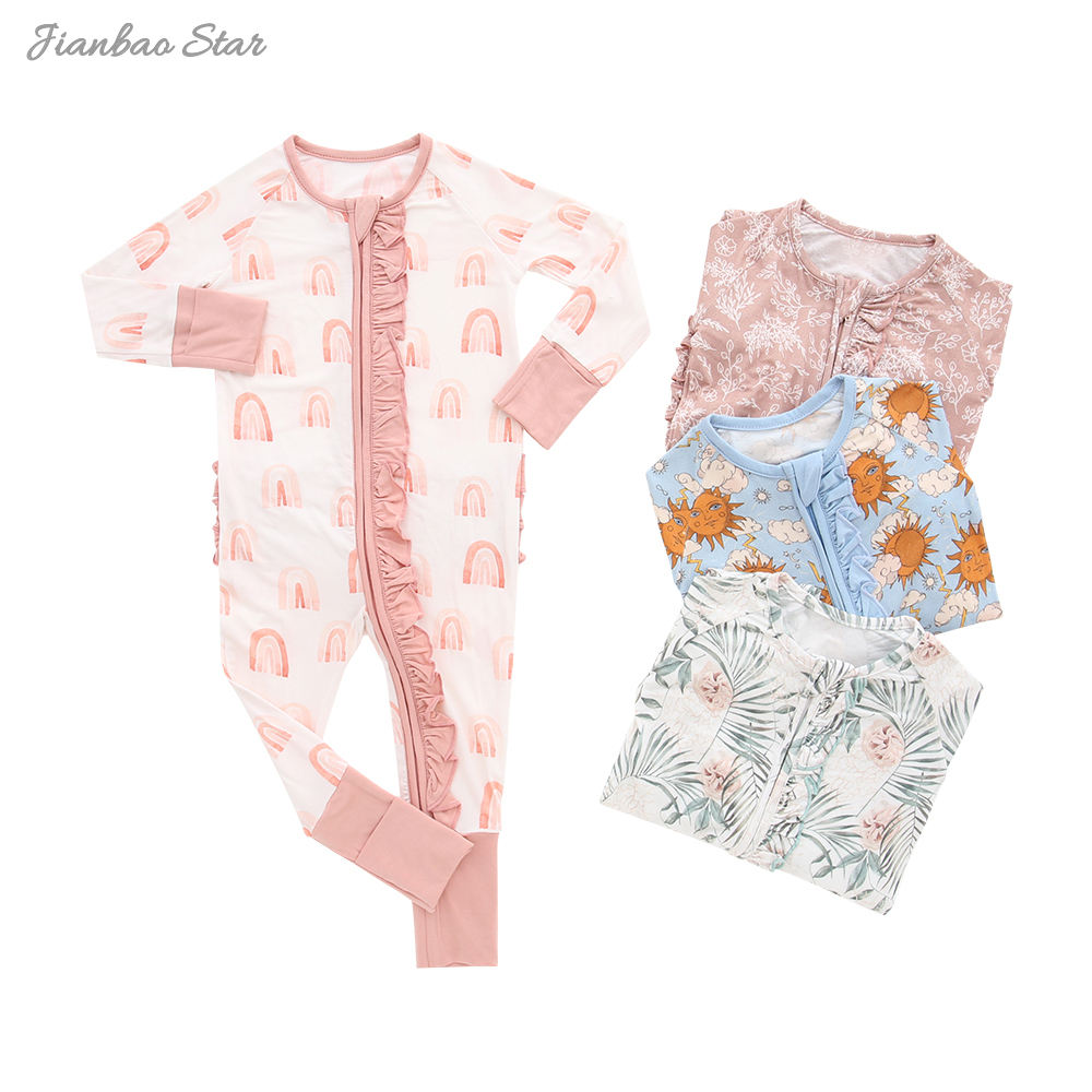 Bamboo Viscose Soft Baby Jumpsuit Pajamas Newborn Sleepers Boy Girl Clothes Printed Custom Baby Rompers
