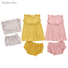 New Launch Baby Outfits Sleeveless Tops And Shorts Baby & Kids Girls Summer Bamboo Knitted Clothing Set
