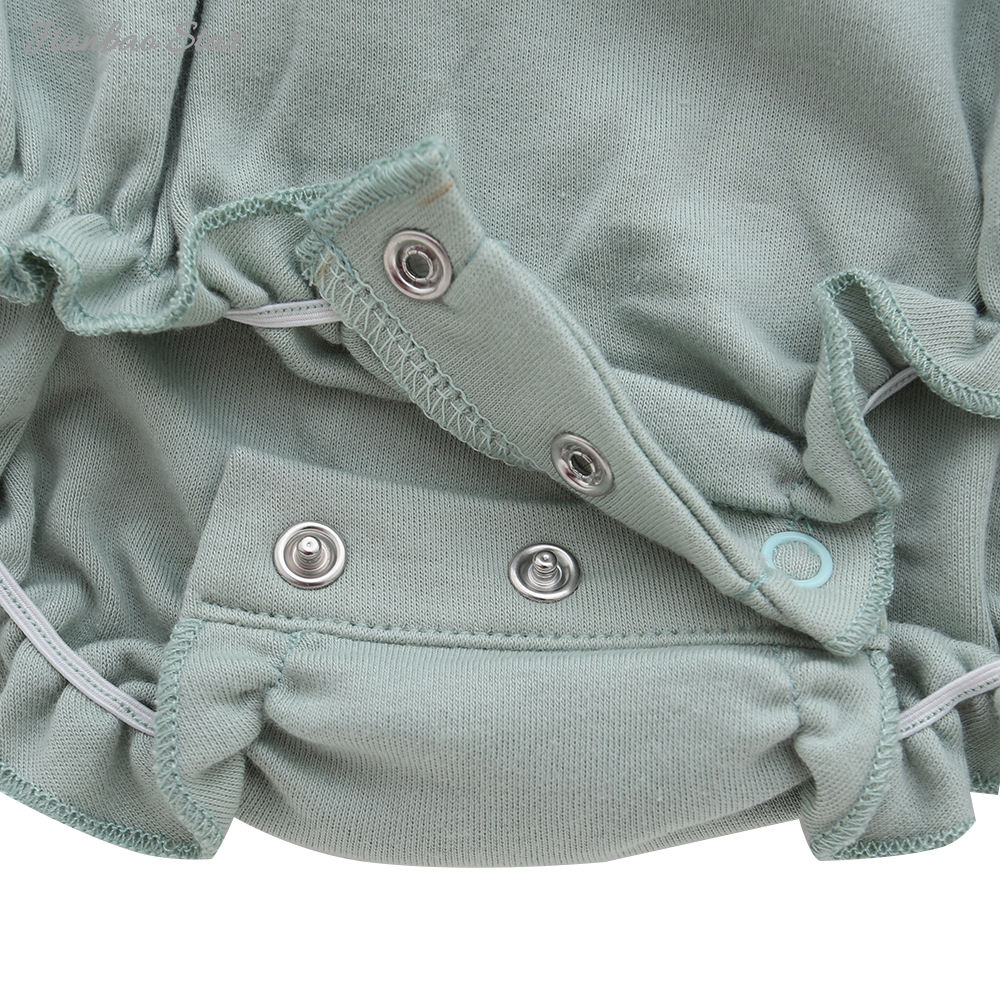 Factory New Arrivals Ruffle 100% Cotton Comfortable Custom Color Buttons Short Sleeves Summer Style Unisex Baby Romper