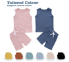 Hot Sale Bamboo & Spandex Knitted Summer Sleeveless Baby Clothing Set From Factory Wholesale 2 PCS Unisex Outfits