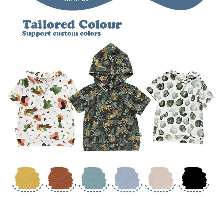 Baby & Kids Hoodie Tops Bamboo Super Soft Knitted Summer Short Sleeve Printed Design Baby Shirt